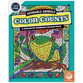 Mindware Color by Number Color Contts: Animents Animals - Colling Book for Kids and Come Whitle 24 pages pages ، مطبوعة على ورق جودة الفنان