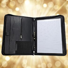 Professional Padfolio for Organized Productivity, Zippered Portfolio, Business Card & Interview Portfolio, Tablet, Laptop, Phone & Folder Holder, Included Pen & Notepad, Antique Teal Binder.