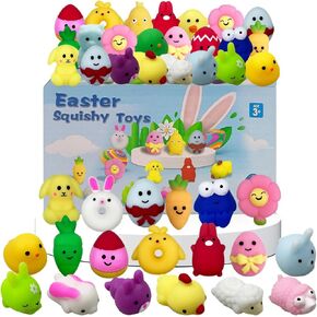Pinkiwine 24 PCS Easter Mochi Squishy Toys Tears Leaff Squishies for Kids Boys Girls Choilers Easter Stainsers Fillers Files Party Favors