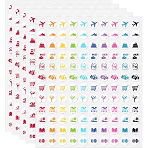 600PCS Daily Planner Stickers, 0.5" Adventure Variety Pack for Travel Planning, Workout&Fitness, Scrapbooking, Calendars, Decorating, Birthdays, Reading, Family Events, to Do Appointments