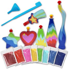 KIT BIGINOW DIY Sand Art Kit - 8 ألوان نابضة بالحياة - 6 زجاجات
