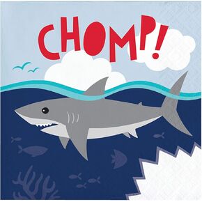 مناديل مشروبات Shark Party Chomp ، 16 CT