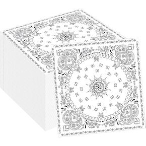 40pcs بيضاء Bandana Party Supplies Paper Cocktail Napkins White Bandana Paper Luncheon Napkins White Bandana Cowboy موضوع الحفلة لوازم الحفلة