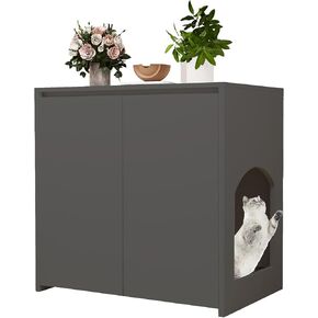 Litter Box Enclosure, Large Litter Box Enclosure Furniture, Side Cabinet,Wooden Cat Washroom Indoor(100% Solid Wood Ecological Board, Environmentally Friendly, Durable Black)