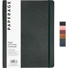 Paperage Softcover المبطنة المبطنة دفتر دفتر مجلة (Cognac) ، 160 صفحة ، دفتر ملاحظات محكم الكلية المتوسطة ، 5.6 بوصة × 7.9 بوصة - 100 GSM Premium Papium ، مجلة جلدية نباتية ناعمة للمنزل والمدرسة