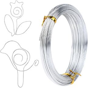 Giantree 18 Gauge Aluminium Craft Wire ، 1 مم × 20 مترًا سلكًا معدنيًا قابلاً للانحناء لتصنيع مجوهر