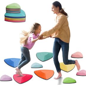 Stepping Stones for Kids ، 10 pcs ألعاب حسية غير قابلة للانزلاق ، واللعب الداخلي في الهواء الطلق يعزز توازن الأطفال ، والتنسيق ، والمهارات الحركية ، ولعبة تودلر للعقبة للأعمار 3 4 5 6 7 8 سنوات