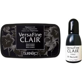 Tsukineko Nocturne أسود Versafine Clair Pigment Ink Pad and Reinker ، 0.5 Fl Oz