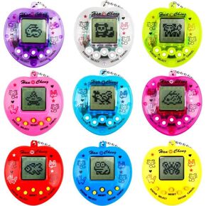 9 Pcs Heart Shaped Virtual Pets Keychain Electronic Digital Pets Keychain Handheld Game Nostalgic Toy for Kids Birthday Party Gifts Goodie Bag Fillers
