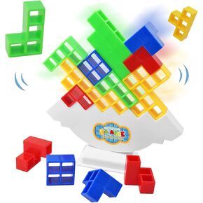 Tetra Tower Balance Game 48 PCS ، لعبة لوحية لألعاب عائلية 2+ من اللاعبين ، والأحزاب ، والسفر ، والأطفال والكبار ، مع حقيبة التخزين