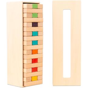 لعبة Tumble Tower Game - 54 PCS Wooden Blocks Tading Game for Kids and Comple ، لعبة ألواح العائلة الكلاسيكية للداخلية في الهواء الطلق ، لعبة Night Timber Timber الكلاسيكية ، مثالية للحفلة ، المرح العائلي