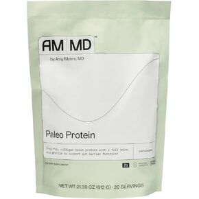 Unflavored Pure Paleo Protein by Dr. Amy Myers - Clean Grass Fed, Pasture Raised Hormone Free Protein, Non-GMO, Gluten & Dairy Free - 26g Protein Per Serving - Plain Shake for Paleo and Keto