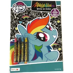 كتاب التلوين الفاتح الخاص بي Little Pony - يتضمن 4 تلوين حليبي وصفحات سوداء إلى اللون