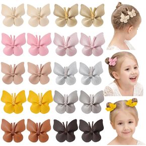 Doboi 20PCS Baby Girls Hair Clips Butterfly Hair Bows Fully Lined Alligator Clips Crocodile Skin Bows for Girls Hair Accessories for Baby Toddlers Kids