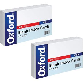 Oxford Blank Index Cards, 4" x 6", White (2 Pack)