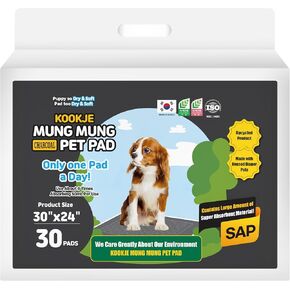 Absorbent Dog Pee Pads 'KOOKJE Mung Mung Pad' (Charcoal, Small)
