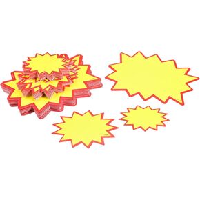 MECCANIXITY Blank Star Burst Sale Signs Price Tags Paper Pricing Labels Yellow for Retail Sales Pricing, Pack of 90