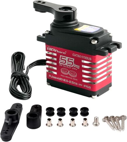 GX3255BLS Digital Servo 7.4v 55kg عزم الدوران العزم العالي الكامل معدن ترس حلزوني محرك IP68 RC روبوتية ل 1/8 1/10 سيارات (360 درجة دوران) in Kuwait