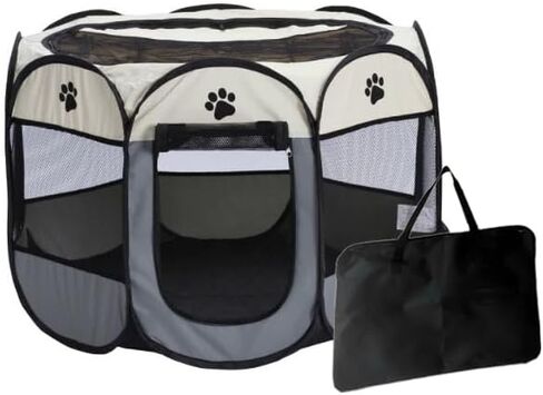 Dog Playpen Indoor/Outdoor,Cat Delivery House Removable Top,Pet Playpen Collapsible with Carrying Case No Assembly Required Pet Tents for Dogs/Cats/Rabbits (Grey, Small, 1) in Saudi Arabia