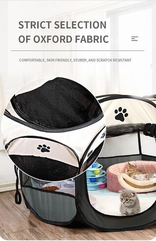 Dog Playpen Indoor/Outdoor,Cat Delivery House Removable Top,Pet Playpen Collapsible with Carrying Case No Assembly Required Pet Tents for Dogs/Cats/Rabbits (Grey, Small, 1) in Saudi Arabia