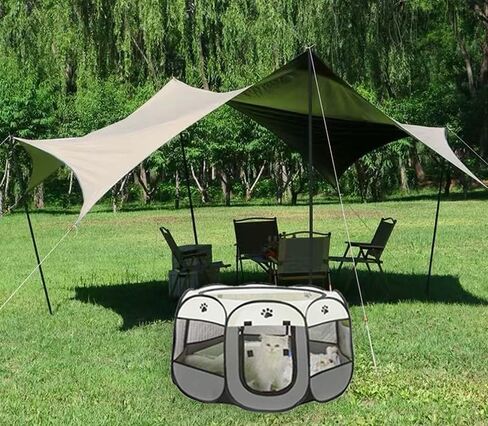 Dog Playpen Indoor/Outdoor,Cat Delivery House Removable Top,Pet Playpen Collapsible with Carrying Case No Assembly Required Pet Tents for Dogs/Cats/Rabbits (Grey, Small, 1) in Saudi Arabia