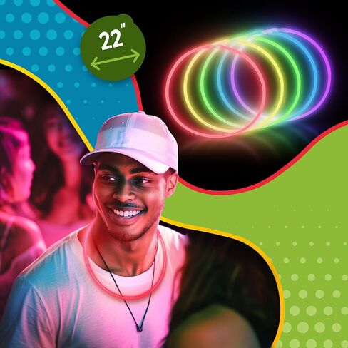 Windy City Novelties 22" Glow Stick Necklaces – 50 Pack for Summer Parties, Camping & July 4th Celebrations (Assorted) in Kuwait