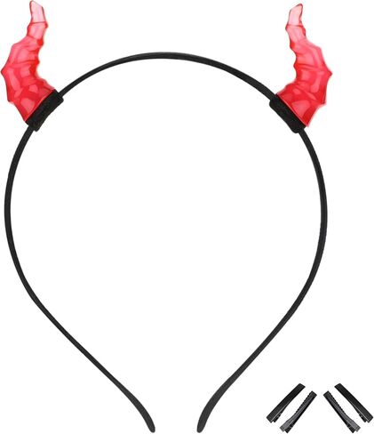MOSTORY Black Demon Horns Headband - Handmade Devil Horn Headband Gothic Horn Hairband with Clips Dark Hairhoop for Renaissance Halloween Cosplay Masquerade Witch Photo Shoot in Saudi Arabia