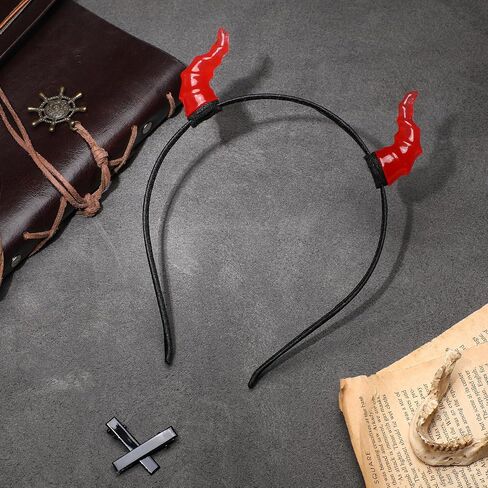 MOSTORY Black Demon Horns Headband - Handmade Devil Horn Headband Gothic Horn Hairband with Clips Dark Hairhoop for Renaissance Halloween Cosplay Masquerade Witch Photo Shoot in Saudi Arabia