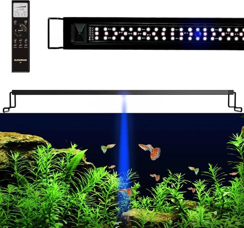 GLOWRIUM LED Aquarium Light with Remote, Full Spectrum Fish Tank Light with Auto Timer, IP67 Waterproof Freshwater Planted Tank Light, Dimmable RGB+W+Moon LEDs with High Performance (36W 48-53inch) in Saudi Arabia