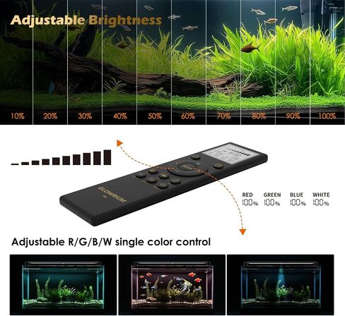 GLOWRIUM LED Aquarium Light with Remote, Full Spectrum Fish Tank Light with Auto Timer, IP67 Waterproof Freshwater Planted Tank Light, Dimmable RGB+W+Moon LEDs with High Performance (36W 48-53inch) in Saudi Arabia