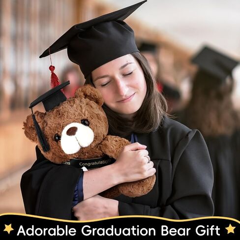 Baderke Graduation Gifts for Her 2025 Congrats Grad Gift Set Plush Bear Compass Bracelet Laser Engraved Acrylic Keepsake Novelty Socks Graduation Makeup Bag for Graduated Congratulations Gift(Black) in Saudi Arabia
