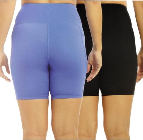Biker Shorts Women - Workout Shorts - Volleyball Shorts - Yoga and Dance (Black/Black Ribbed, XL) in Kuwait