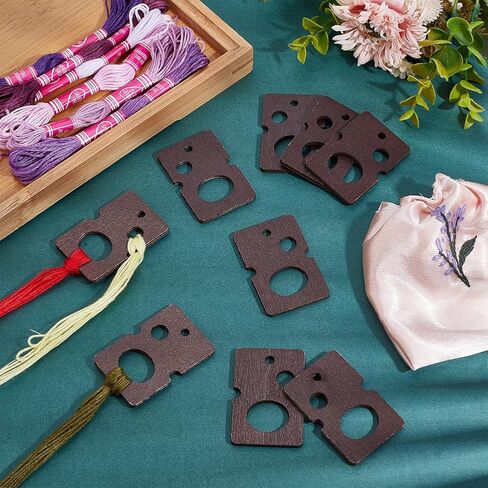 PH PandaHall 30PCS Wood Floss Organizer Winding Board Wood Embroidery Floss Organizer Embroidery Thread Bobbins Cross Stitch Thread Organizer for DIY Sewing Supplies Thread Organization Rectangle in Saudi Arabia