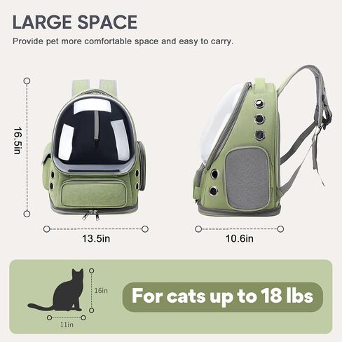 Breathable Cat Backpack Carrier, Large Space Cat Bubble Backpack for Kitty & Small Dog up to 18lbs, Foldable Cat Carrier Backpack, Transparent Airline Approved Carrier for Travel (Green) in Saudi Arabia
