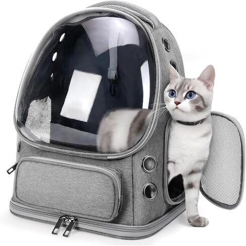 Breathable Cat Backpack Carrier, Large Space Cat Bubble Backpack for Kitty & Small Dog up to 18lbs, Foldable Cat Carrier Backpack, Transparent Airline Approved Carrier for Travel (Green) in Saudi Arabia