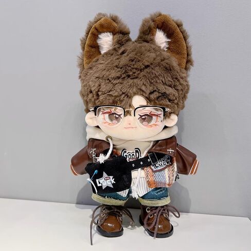 niannyyhouse Doll Dress Up Hoodies Jackets Jeans Backpacks Glasses Shoes Vintage Outfit 10cm 15cm 20cm Plush Doll Clothes (20cm) in Kuwait