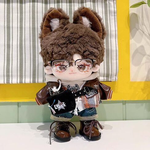 niannyyhouse Doll Dress Up Hoodies Jackets Jeans Backpacks Glasses Shoes Vintage Outfit 10cm 15cm 20cm Plush Doll Clothes (20cm) in Kuwait