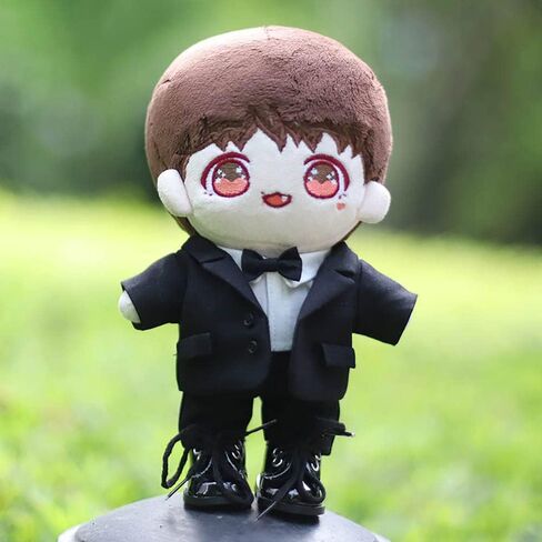 niannyyhouse 20cm Plush Doll Clothes White Suit Coat Tie White Shirt Pants 8in Soft Stuffed Plush Toys Accessories Dress up (White, 20cm) in Kuwait