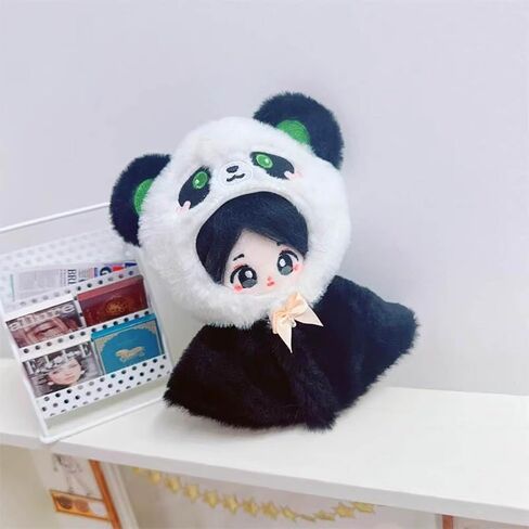 niannyyhouse 10cm Plush Doll Clothes Loose Shawl Cat Puppy Panda Bear Vest Doll Accessories Dress Up (Black) in Kuwait