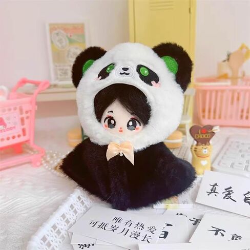 niannyyhouse 10cm Plush Doll Clothes Loose Shawl Cat Puppy Panda Bear Vest Doll Accessories Dress Up (Black) in Kuwait