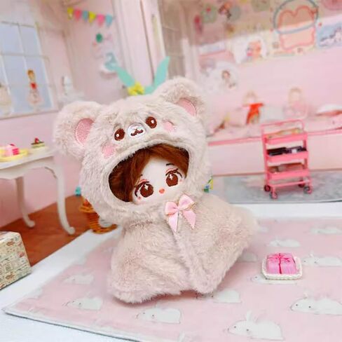 Niannyyhouse 10cm Plush Doll Clothes فضفاض شال Cat Puppy Panda Bear Vest Doll Assories Up (Black) in Kuwait