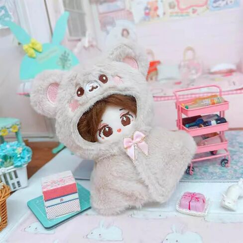 Niannyyhouse 10cm Plush Doll Clothes فضفاض شال Cat Puppy Panda Bear Vest Doll Assories Up (Black) in Kuwait