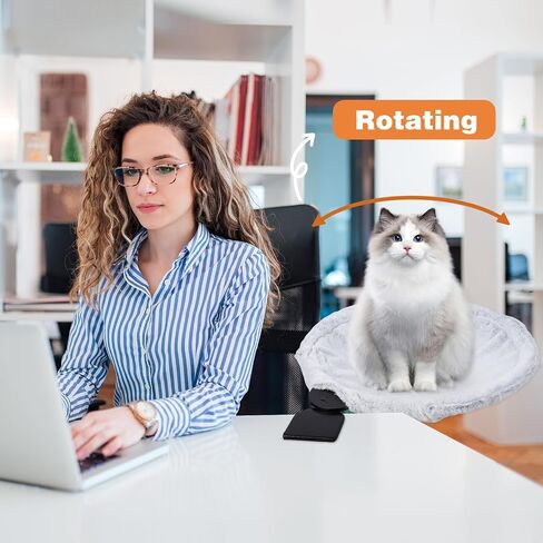 Rotating Cat Desk Bed Attachment,Cat Desk Perch Removable Washable Plush Material,Iron Frame Adjustable，Supports 44lbs for Office Home Work (Grey) in Saudi Arabia