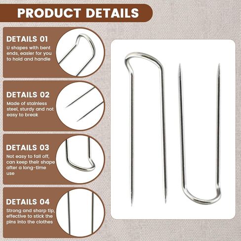 300 Pieces Sewing U Shaped Fork Pins, Multipurpose Stainless Steel Sewing Double Blocking Needlecrafts Straight Pin for Sewing Fabric Quilting Crafts Jewelry Display Home Decor DIY (Silver) in Saudi Arabia