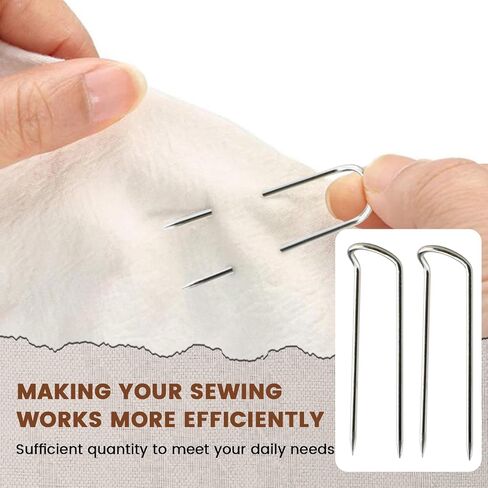 300 Pieces Sewing U Shaped Fork Pins, Multipurpose Stainless Steel Sewing Double Blocking Needlecrafts Straight Pin for Sewing Fabric Quilting Crafts Jewelry Display Home Decor DIY (Silver) in Saudi Arabia