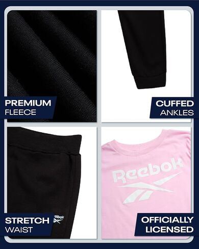 Reebok Girls' Jogger Set - 3 Piece T-Shirt, Fleece Hoodie, and Sweatpants (Size: 7-12) in Kuwait