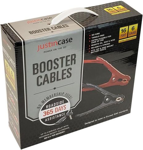 Justin Case Smart Heavy-Duty Jumper Cables for Car, Includes 6 Gauge Smart Wire Conductor Jumper Cables & 365 Days of Roadside Assistance in Saudi Arabia