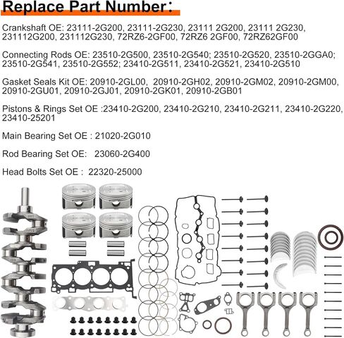 G4KE 2.4L Engine Overhaul Rebuild Kit w/Crankshaft/Con Rods for Hyundai KIA 2.4L in Saudi Arabia