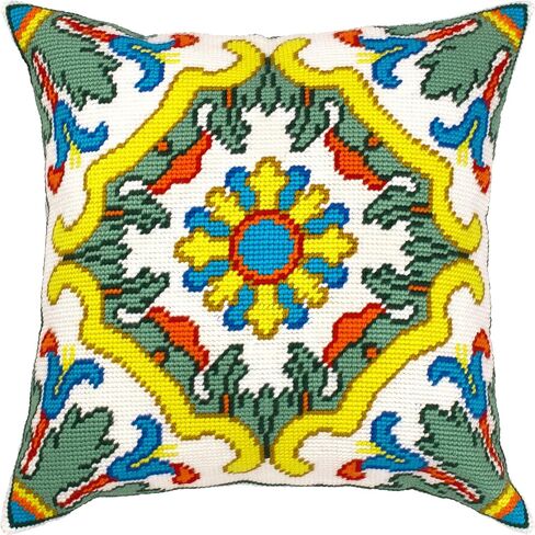 مجموعة BRVSK Ornamental Needlepoint للبالغين والمبتدئين - الزخارف السلتية. الربيع 16 ″ × 16 ″ مع تصميم مطبوع واضح ودقيق على قماش القطن ؛ يتضمن 2 إبرًا ، غزلًا ، ورسمًا سهلاً للقراءة in Kuwait