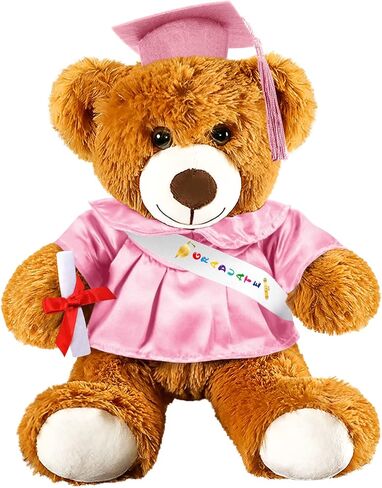 Graduation Bear 2025 with Gown Cap Tassel 9" Pink Graduation Stuffed Animal Plush Bear Toy for Class of 2025 Prek Preschool Kindergarten High School College Graduate Gift in Saudi Arabia